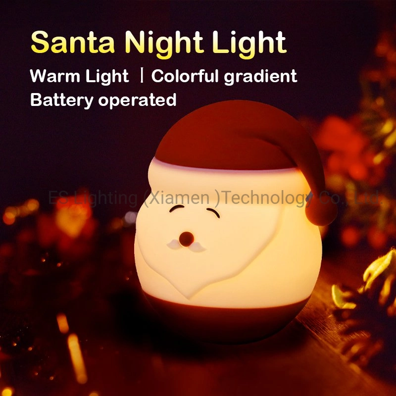 Santa Claus Silicone Night Lamp with Colorful Light