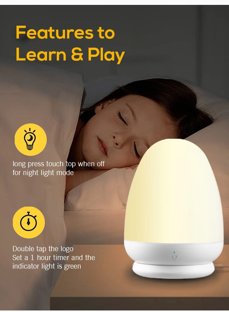 Night Lights Kids Touch Control&Timer Setting Baby Egg Lamp