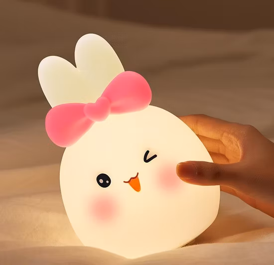 Lâmpada recarregável de coelho de silicone para presente de feriado infantil