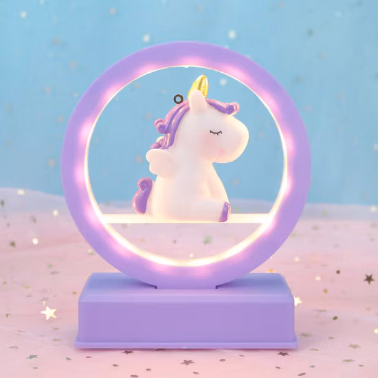 Unicórnio rosa criativo sonhador infantil fofo decoração de aniversário bateria luzes noturnas LED