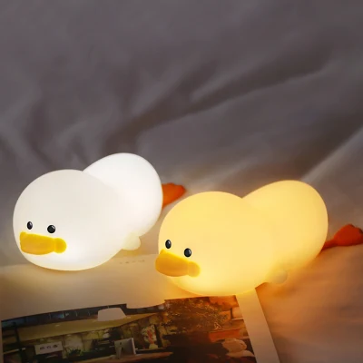 Gg Duck Soft Food Grade Silicone Night Lamp Sensor de toque Luz colorida