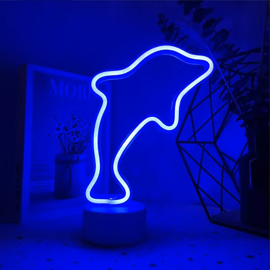 Luz noturna de mesa para festa infantil presente para quarto golfinho luz neon